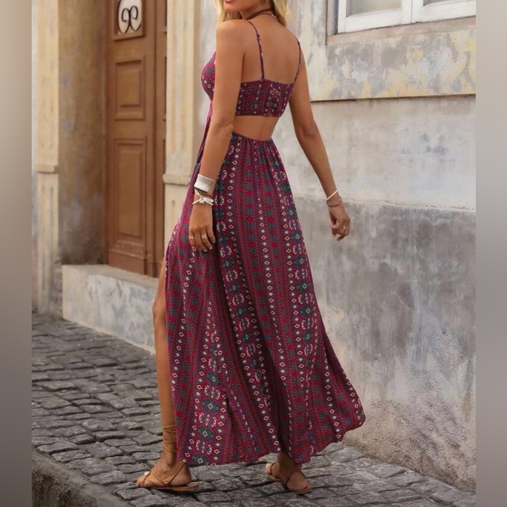 NEW Patterned Cutout Maxi Dress - Picture 2 of 6